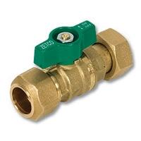 Zetco Series 1343 Olive Compression x Nut & Tail WaterMarked DZR Brass Ball Valve